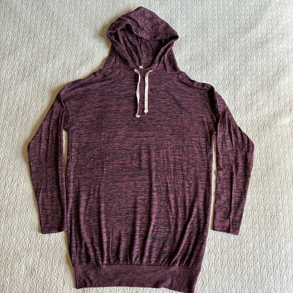 Express Hooded Sweater Dress in Burgundy